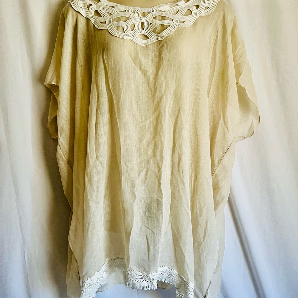 LOF Cream Tunic with Lace Accents
